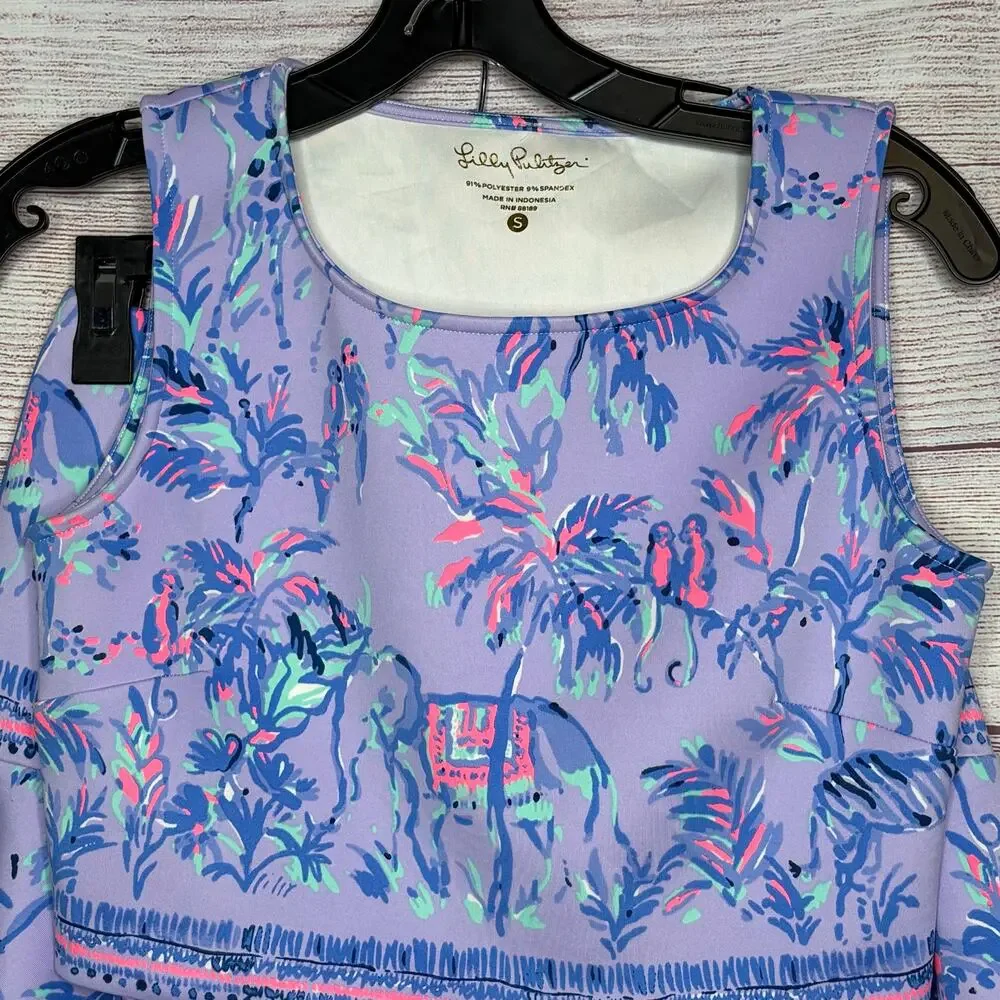 Lilly Pulitzer Neri Crop Top & Shorts 2 Piece Set Lilac Fruity Monkey Small - Picture 12 of 13